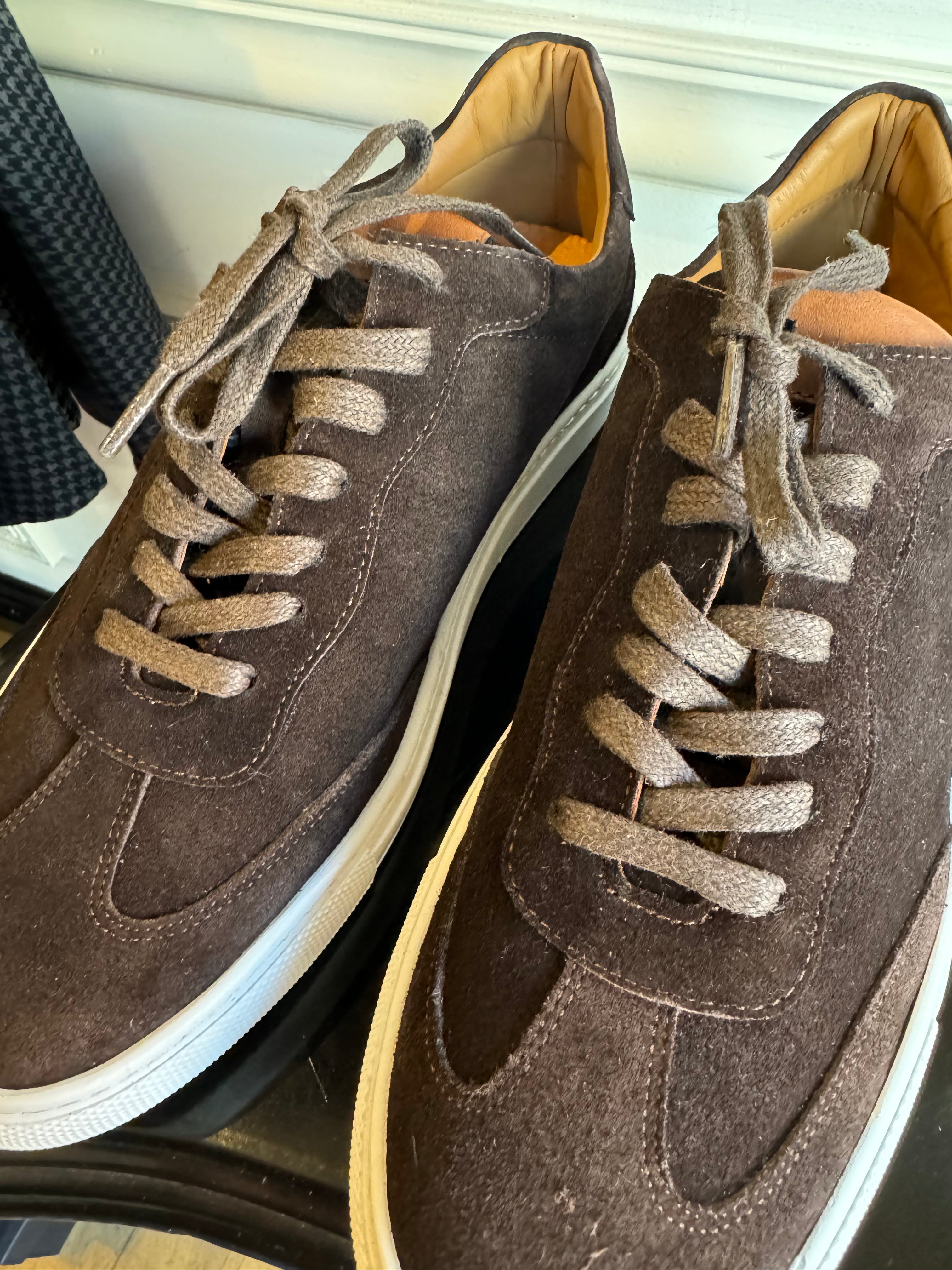 ETERI Sophisticated Dark Brown Suede Sneakers - Main Image