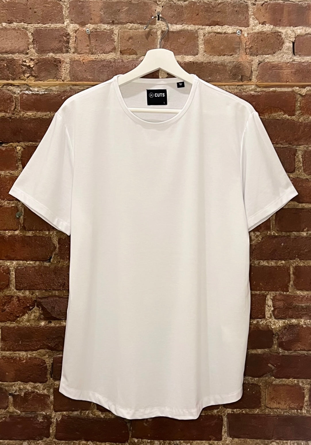 CUTS White Curve Hem Tee