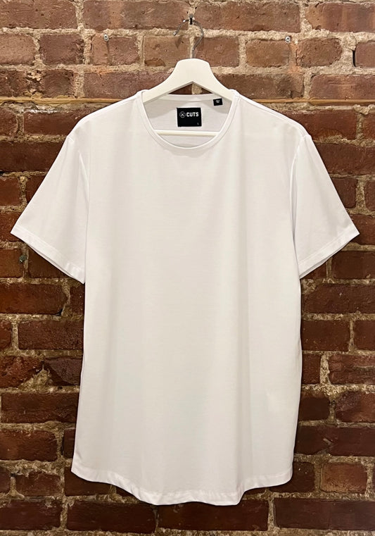 CUTS White Curve Hem Tee