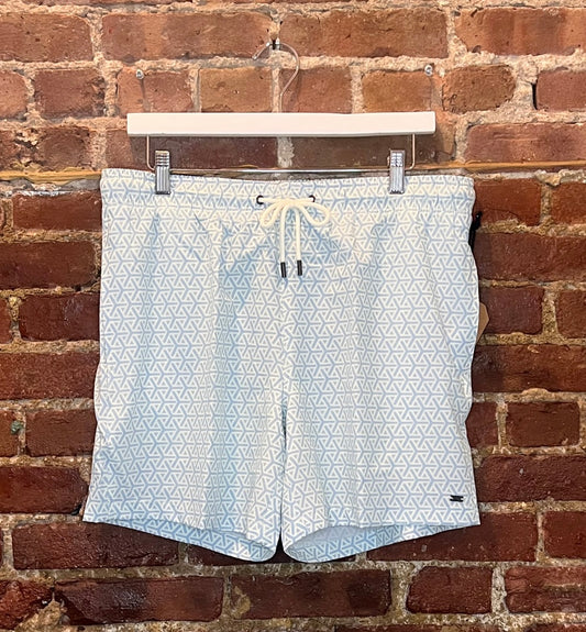 Harmonqlo White/Blue Patterned Swimtrunks