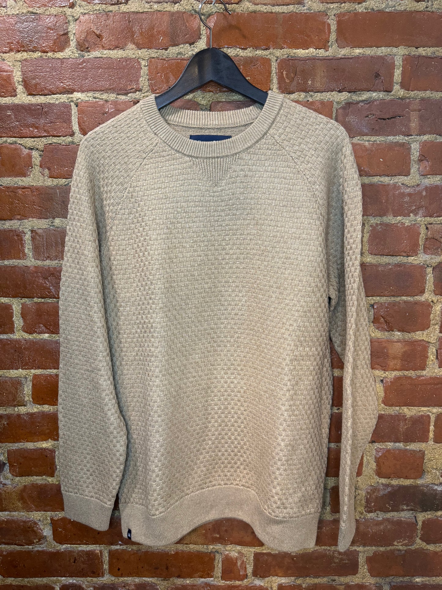 Men's Warm Beige Textured Crew Sweater