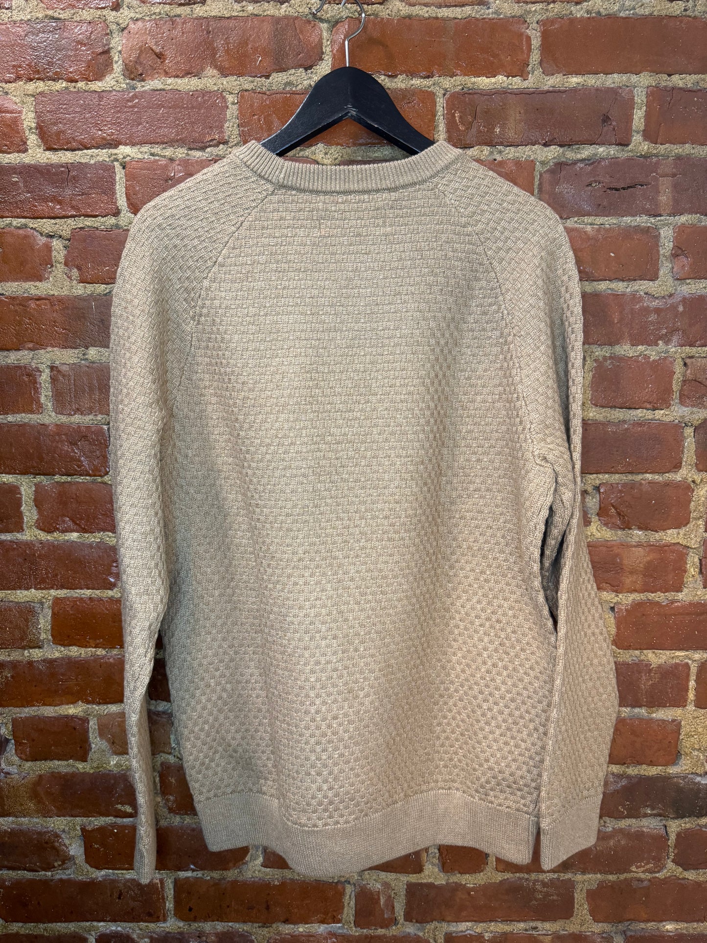 Men's Warm Beige Textured Crew Sweater