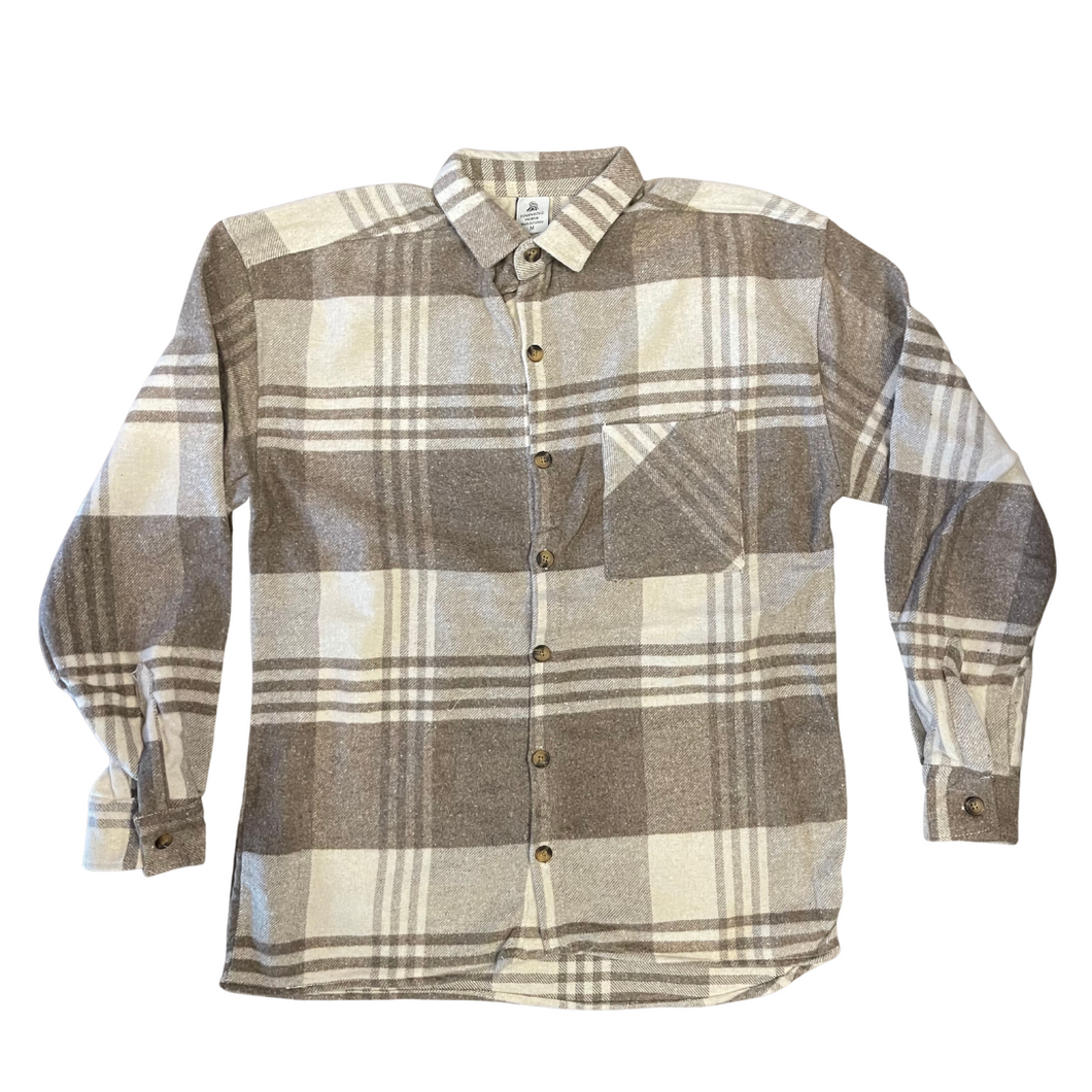 Brushed Cotton Flannel - Brown/White