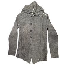 Load image into Gallery viewer, Hooded Asymmetric Raw Cardigan - Grey
