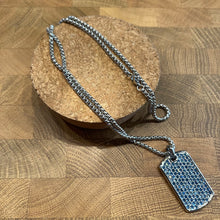 Load image into Gallery viewer, Crystal Dog Tag Necklace - Silver / Blue
