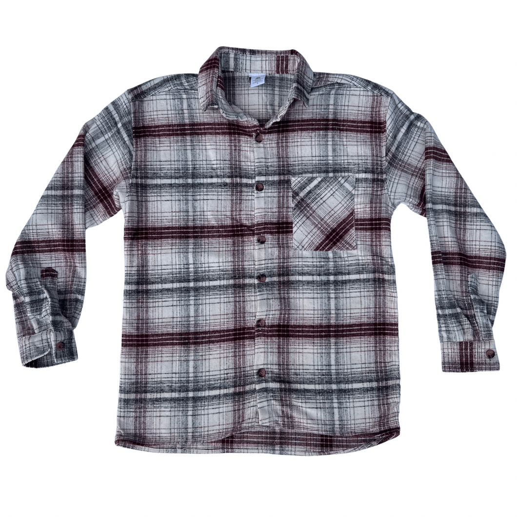 Brushed Cotton Flannel - White/Red