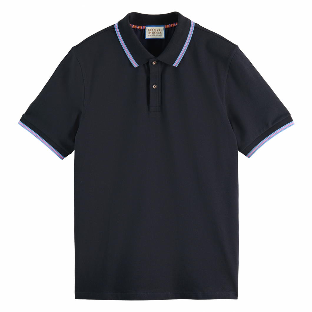 Contrast-Tipped Pique Polo - Night
