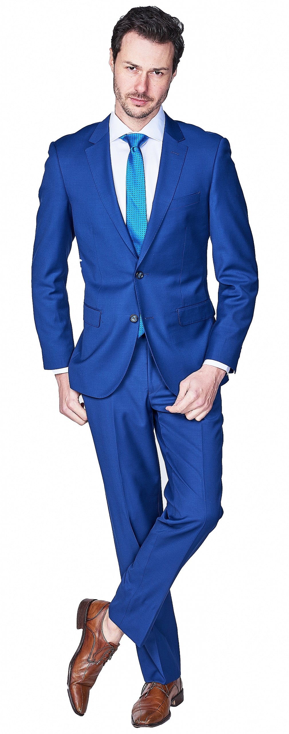Slim Fit Suit - Blue Sharkskin